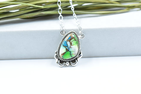 Handmade Peacock Dahlia Turquoise 925 Sterling Silver Necklace