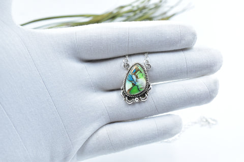 Handmade Peacock Dahlia Turquoise 925 Sterling Silver Necklace