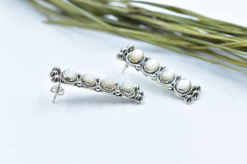Handmade Mother of Pearl 925 Sterling Silver Studs