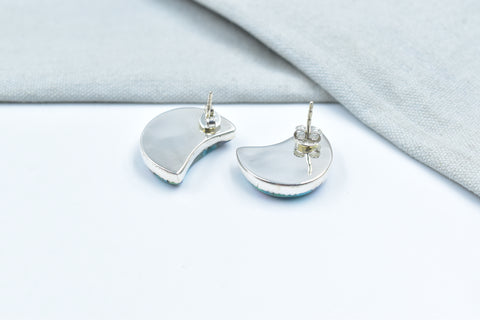 Handmade Turquoise & Aurora Opal 925 Sterling Silver Studs
