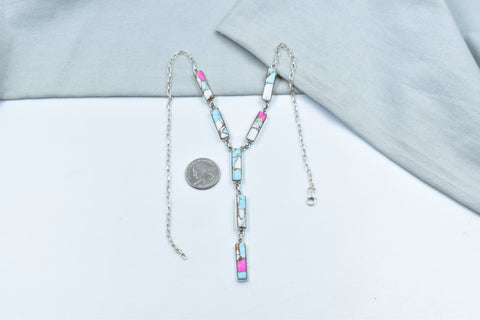 Handmade Cotton Candy Turquoise 925 Sterling Silver Necklace