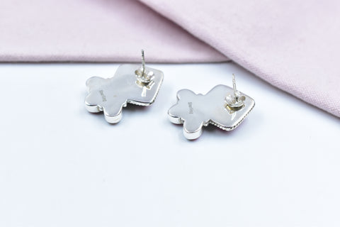Handmade Cotton Candy Dahlia 925 Sterling Silver Studs