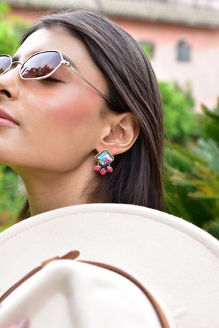 Handmade Cotton Candy Dahlia 925 Sterling Silver Studs