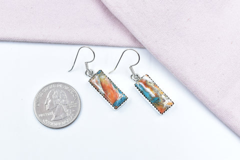 Handmade Spiny Oyster Turquoise 925 Sterling Silver Earring