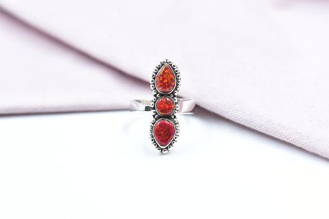 Handmade Balloon Opal 925 Sterling Silver Adjustable Ring