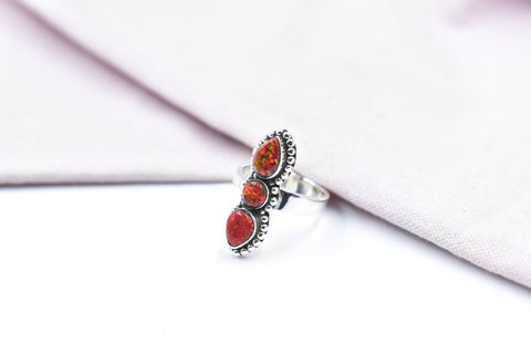 Handmade Balloon Opal 925 Sterling Silver Adjustable Ring
