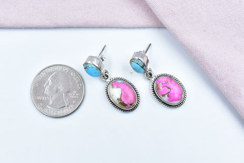 Handmade Cotton Candy Dahlia 925 Sterling Silver Studs Earring