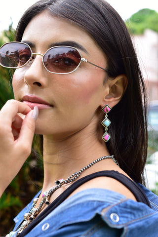 Handmade Cotton Candy Dahlia 925 Sterling Silver Studs Earring
