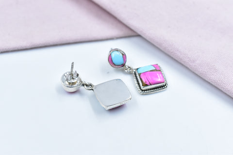 Handmade Cotton Candy Dahlia 925 Sterling Silver Studs Earring