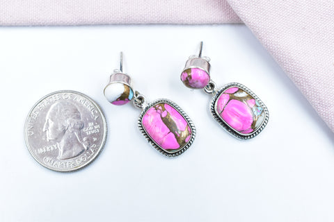 Handmade Cotton Candy Dahlia 925 Sterling Silver Studs Earring