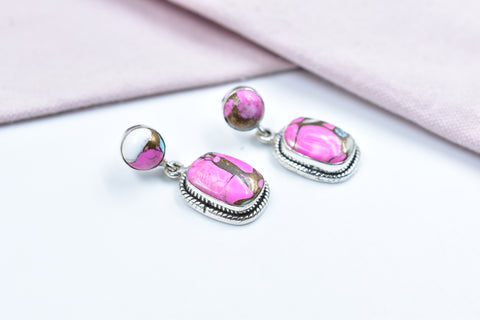 Handmade Cotton Candy Dahlia 925 Sterling Silver Studs Earring