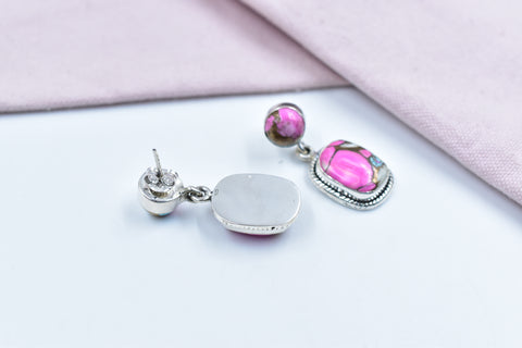 Handmade Cotton Candy Dahlia 925 Sterling Silver Studs Earring
