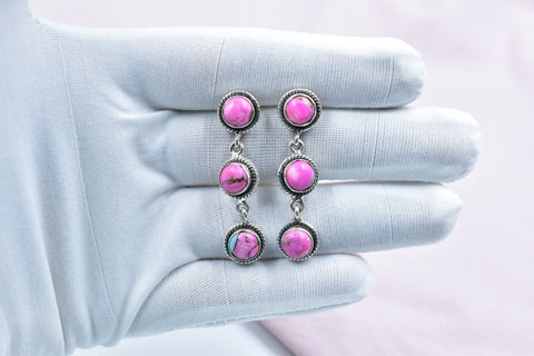 Handmade Cotton Candy Dahlia 925 Sterling Silver Studs Earring