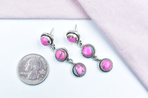 Handmade Cotton Candy Dahlia 925 Sterling Silver Studs Earring