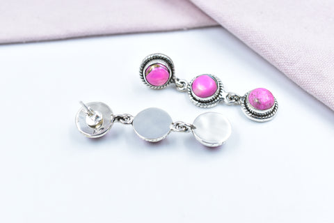 Handmade Cotton Candy Dahlia 925 Sterling Silver Studs Earring