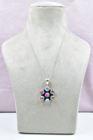 Handmade Cotton Candy Dahlia 925 Sterling Silver Pendant
