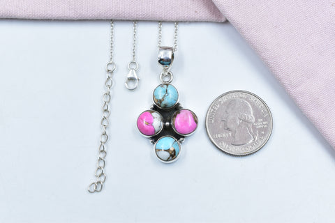 Handmade Cotton Candy Dahlia 925 Sterling Silver Pendant