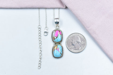Handmade Cotton Candy Dahlia 925 Sterling Silver Pendant