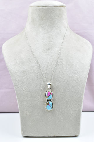 Handmade Cotton Candy Dahlia 925 Sterling Silver Pendant