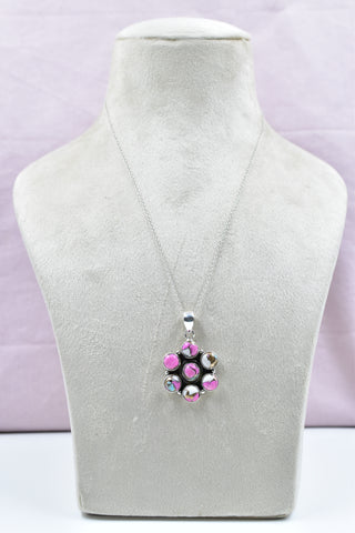 Handmade Cotton Candy Dahlia 925 Sterling Silver Pendant