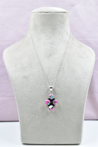 Handmade Cotton Candy Dahlia 925 Sterling Silver Pendant