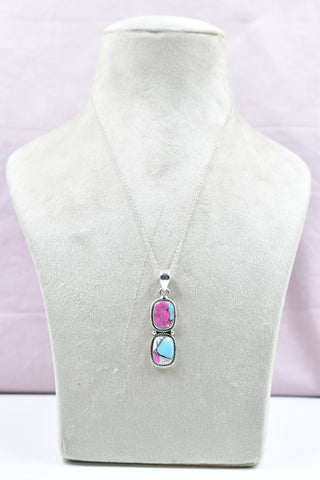 Handmade Cotton Candy Dahlia 925 Sterling Silver Pendant