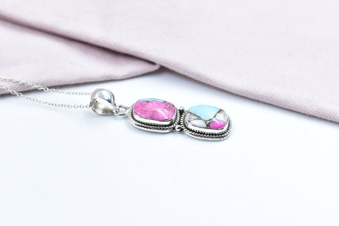 Handmade Cotton Candy Dahlia 925 Sterling Silver Pendant