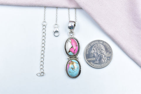 Handmade Cotton Candy Dahlia 925 Sterling Silver Pendant