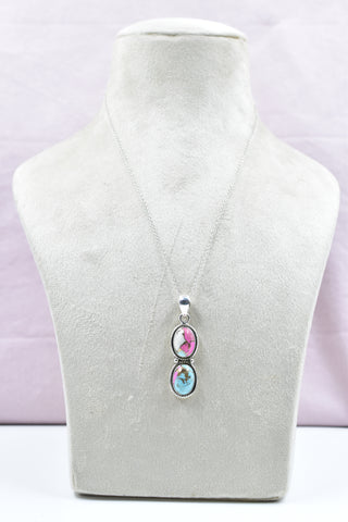 Handmade Cotton Candy Dahlia 925 Sterling Silver Pendant