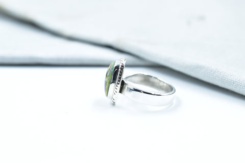 Handmade Sterling Opal & Sterling Silver Adjustable Ring