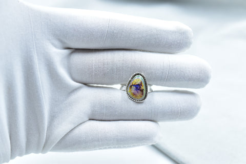 Handmade Sterling Opal & Sterling Silver Adjustable Ring