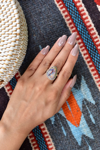 Handmade Sterling Opal & Sterling Silver Adjustable Ring