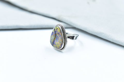 Handmade Sterling Opal & Sterling Silver Adjustable Ring