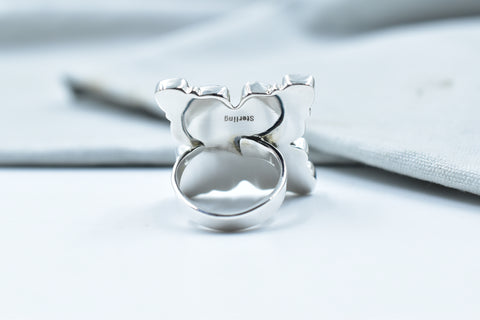 Handmade Mojave Turquoise & White Buffalo Sterling Silver Ring