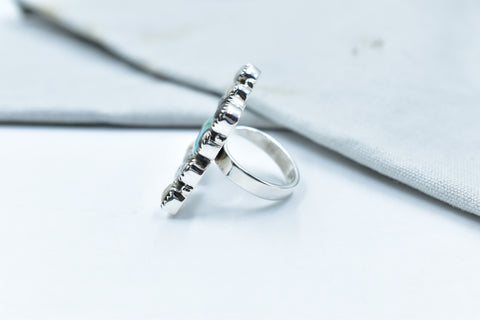 Handmade Mojave Turquoise & White Buffalo Sterling Silver Ring