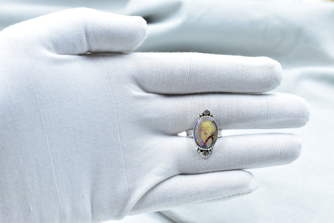 Handmade Sterling Opal &  Sterling Silver Adjustable Ring