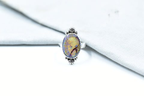 Handmade Sterling Opal &  Sterling Silver Adjustable Ring