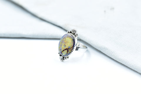 Handmade Sterling Opal &  Sterling Silver Adjustable Ring