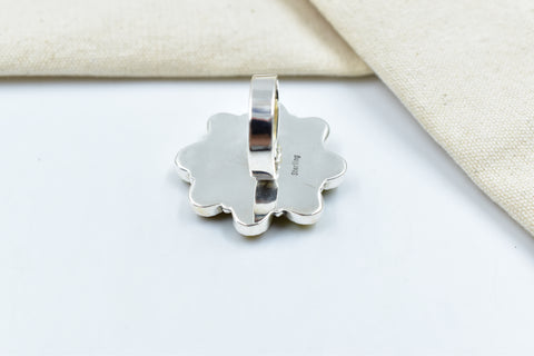 Handmade Honey Dahlia Mojave Turquoise & Sterling Silver Adjustable Ring