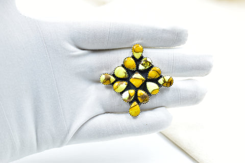 Handmade Honey Dahlia Mojave Turquoise & Sterling Silver Adjustable Ring