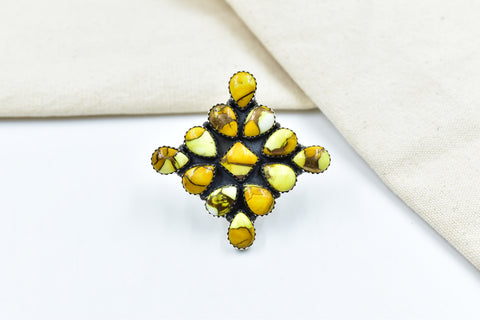 Handmade Honey Dahlia Mojave Turquoise & Sterling Silver Adjustable Ring