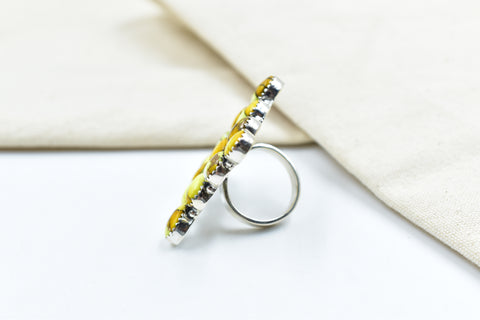 Handmade Honey Dahlia Mojave Turquoise & Sterling Silver Adjustable Ring