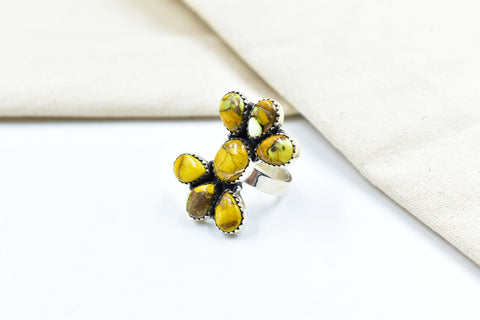 Handmade Honey Dahlia Mojave Turquoise & Sterling Silver Adjustable Ring