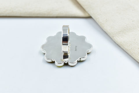 Handmade Honey Dahlia Mojave Turquoise & Sterling Silver Adjustable Ring