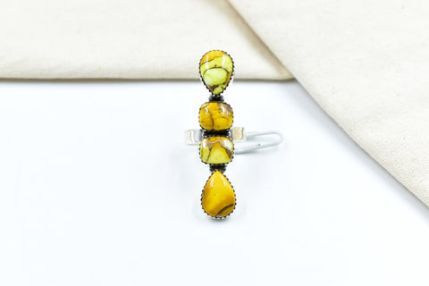 Handmade Honey Dahlia Mojave Turquoise & Sterling Silver Adjustable Ring