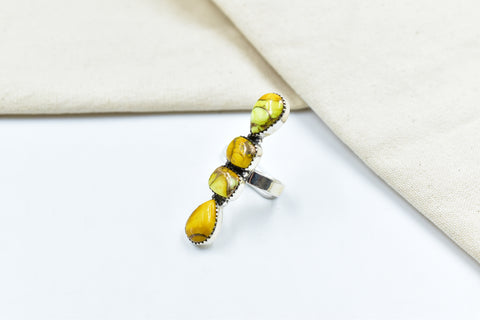 Handmade Honey Dahlia Mojave Turquoise & Sterling Silver Adjustable Ring