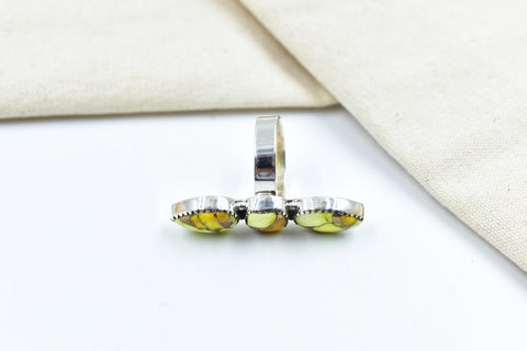Handmade Honey Dahlia Mojave Turquoise & Sterling Silver Adjustable Ring