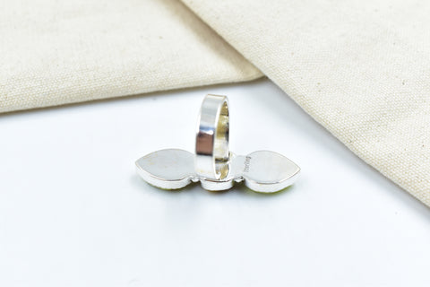 Handmade Honey Dahlia Mojave Turquoise & Sterling Silver Adjustable Ring