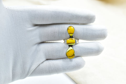 Handmade Honey Dahlia Mojave Turquoise & Sterling Silver Adjustable Ring
