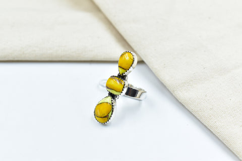 Handmade Honey Dahlia Mojave Turquoise & Sterling Silver Adjustable Ring